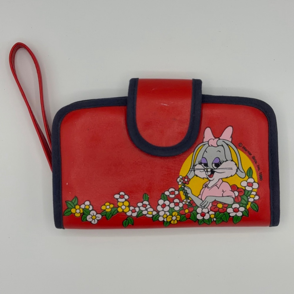 VTG 1980 Warner‎ Bros Wallet Looney Tunes Honey Bunny Floral Wristlet Coinpurse